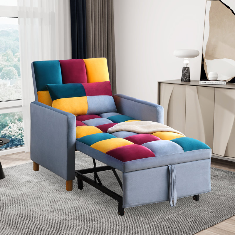 Chaise longue rembourrée Akuol, Velours multicolore