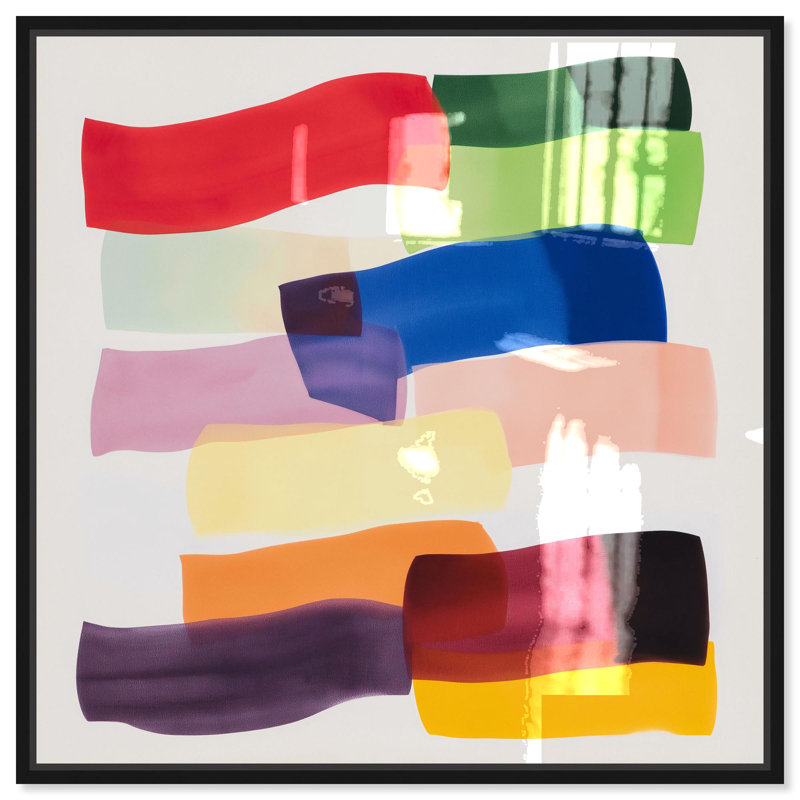 Oliver Gal Hues Entwined II Abstract - Hand-Applied Glass Coat Framed Canvas Art, Black, 24" H x 24" W