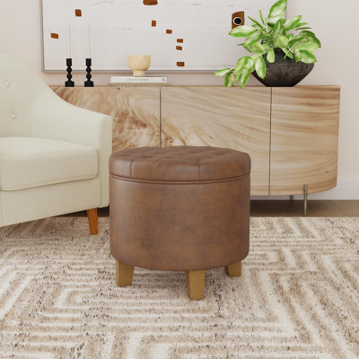 Repose-pieds rond en similicuir de 19 po Ralpheal