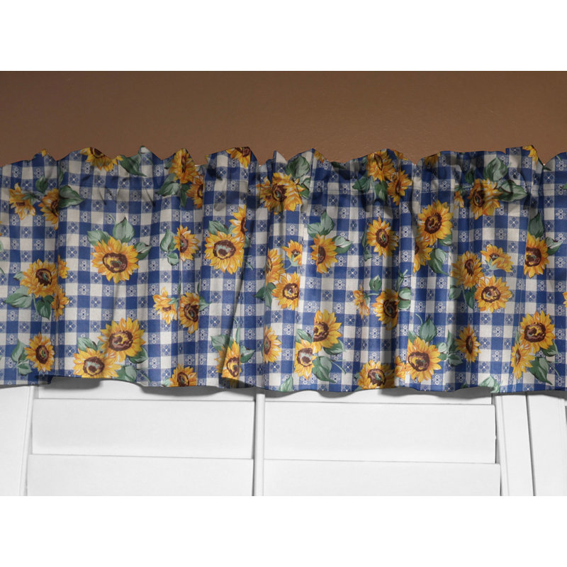 Cantonnière à imprimé tournesols, L 58 po x L 18 po, Bleu taverne