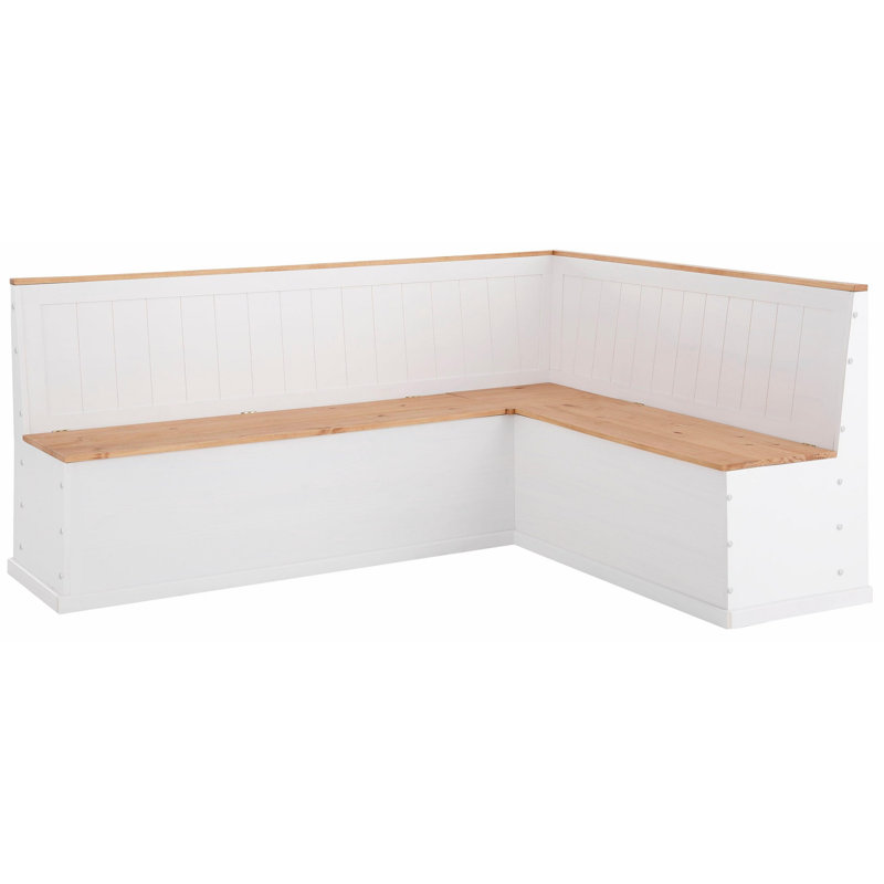 Appleridge  Corner Wood Storage Bench, White/Stain Wax, H90 x W200 x D160cm
