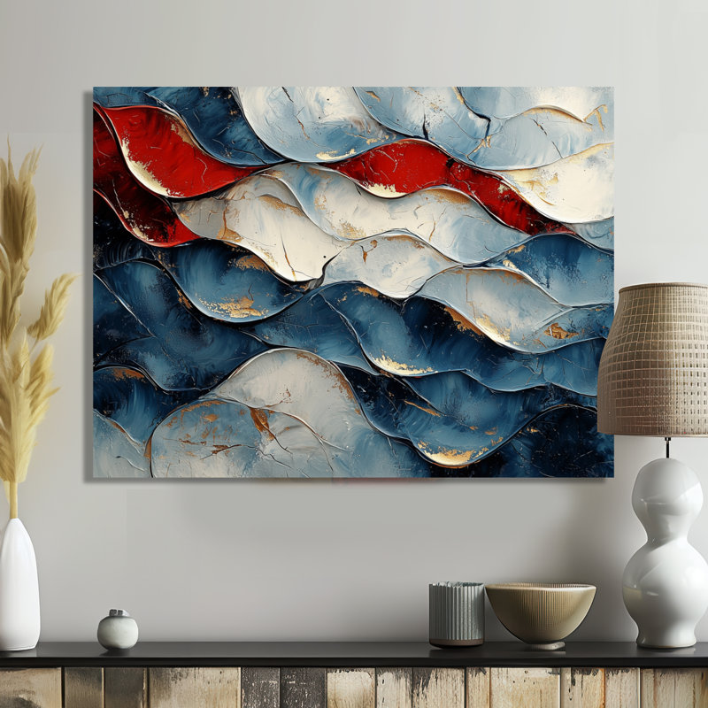 «Fragmented Mirror of Aqua», art mural Fractals, H 16 po x l 32 po, Toile tendue, Ne s’applique pas