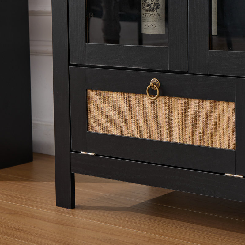 75" Tall Arched Storage Display Cabinet, Black