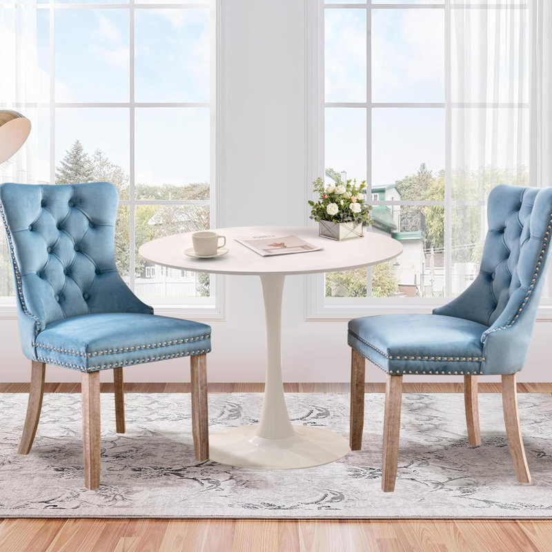Ensemble de table de salle à manger Aya-Rose, Bleu ciel, Blanc