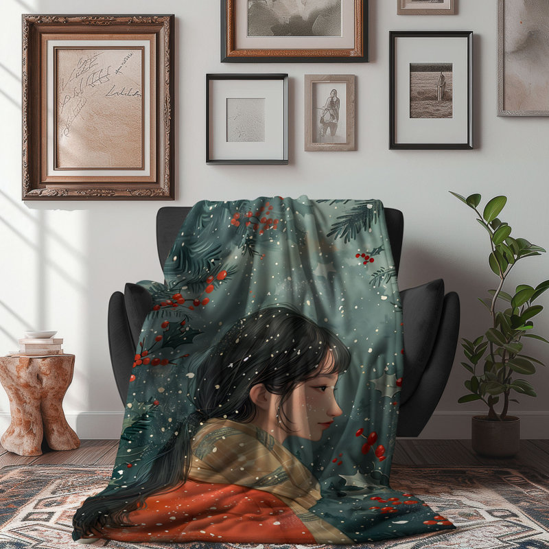 Petal Princess Portraits - Couverture sherpa de qualité supérieure 1 pièce, Grand lit
