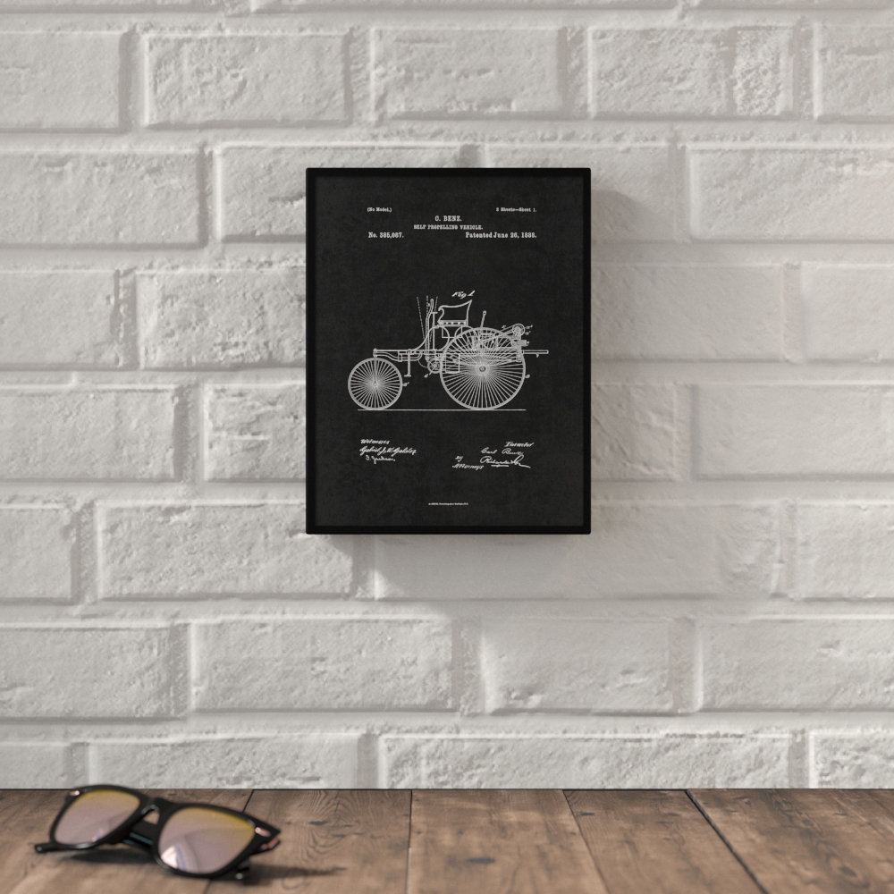 " 1888 Carl Benz Self Propelling Vehicle Vintage Patent Artwork " Williston Forge 