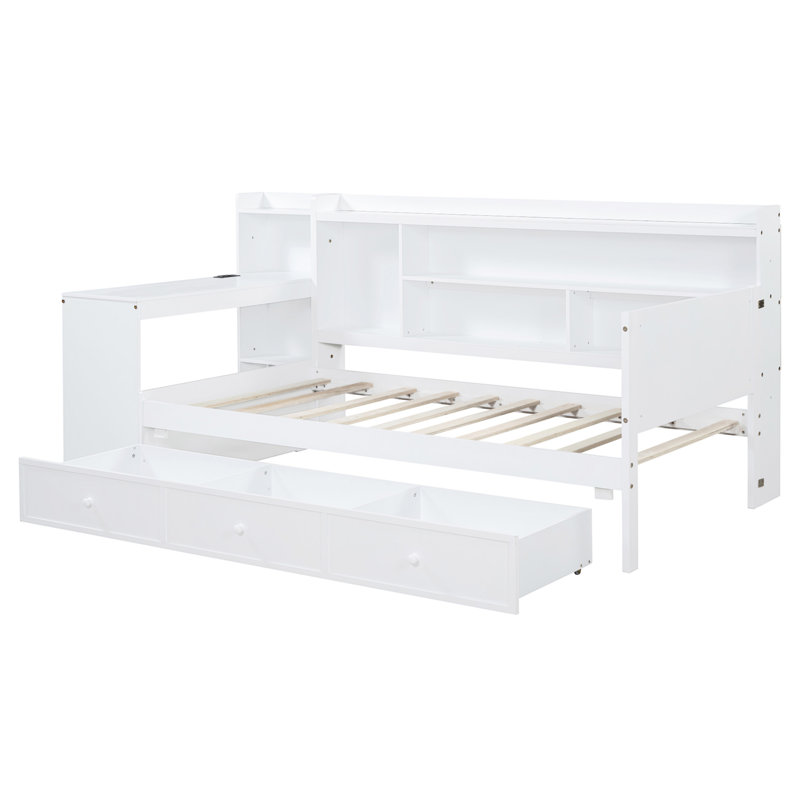 Wooden Daybed With 3 Drawers, Twin, White