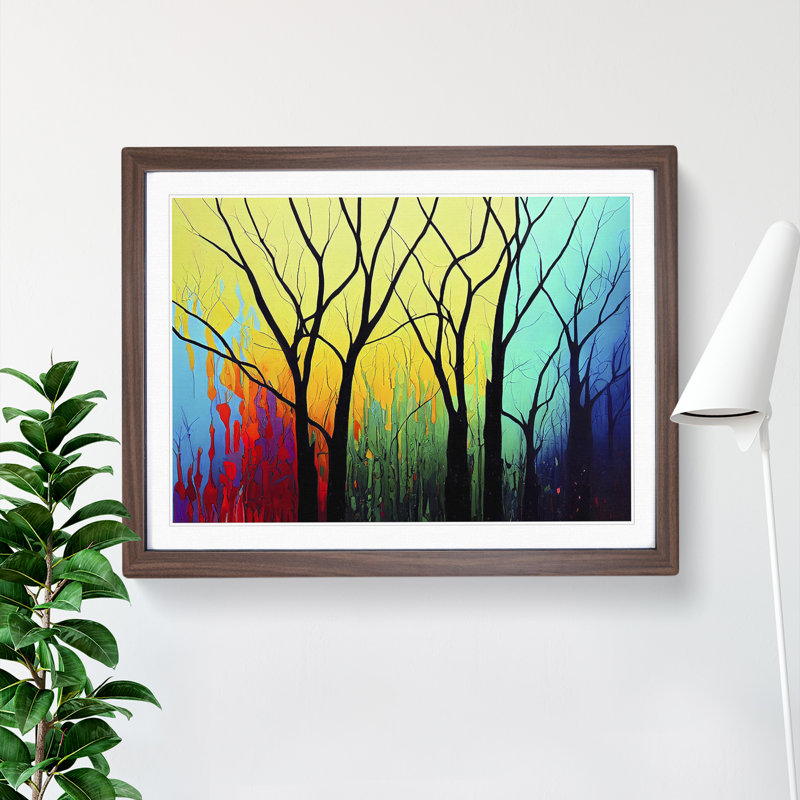 Colourful Trees Vol.2 Abstract - Single Picture Frame Print, Walnut Framed, 46cm H x 64cm W x 2cm D