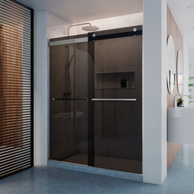 DreamLine Dexterity 56-60 in. W x 76 in. H Frameless Smoke Gray Glass Bypass Shower Door