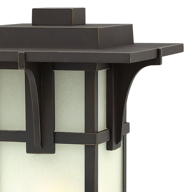 Manhattan 1-Light Pier Mount Light, Etched Seedy Glass, No