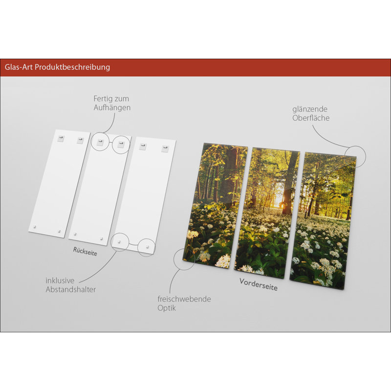 3 Piece No Frame Painting on Glass