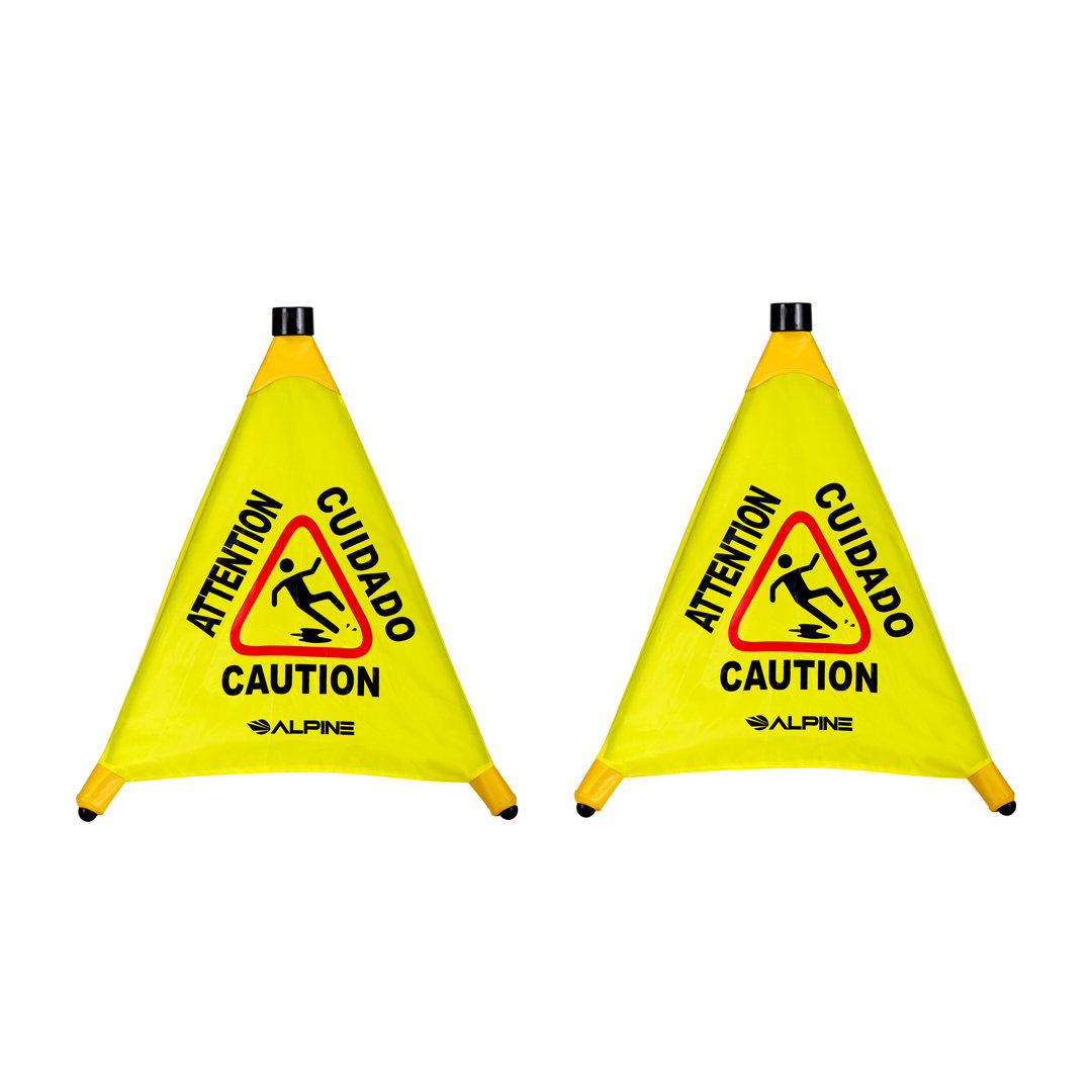 Cone Triangular Shaped Caution Wet Floor Sign (Set of 2) Alpine Industries