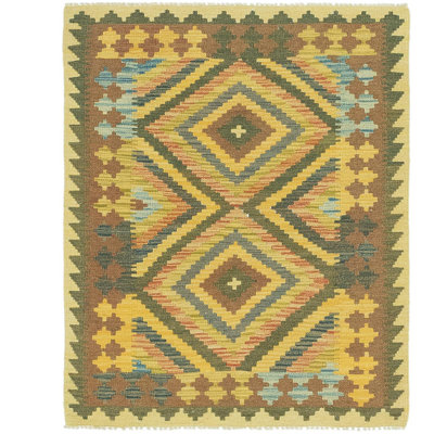 Tapis de zone en laine 3 pi 2 po x 3 pi 10 po à la main one-of-kind noué la Lorain