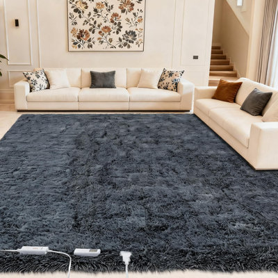 Soft Shaggy Electric Heated Floor Mat - 3 Heat Levels, 10H Auto Shut-Off