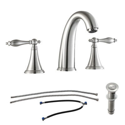 Widespread 2-handle Bathroom Faucet with Drain Assembly