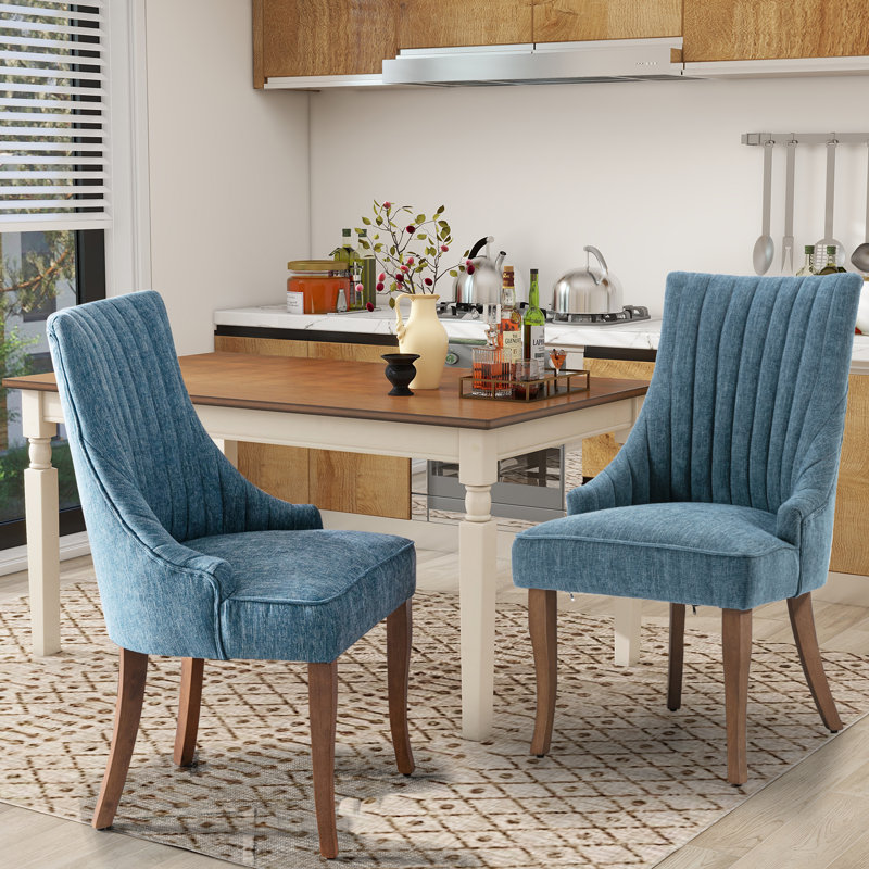 Crossland Dining Chairs, Upholstered Accent Parsons Diner Chair for Kitchen, Blue