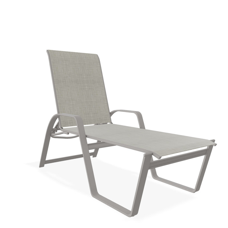 Holna Outdoor Rust-Resistant Metal Chaise Lounge, Textured Warm Gray, Ella