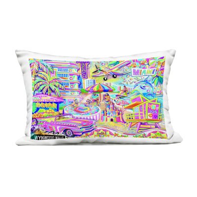 Miami Fun Collage Outdoor Printed Pillow, design by Jess Stempel