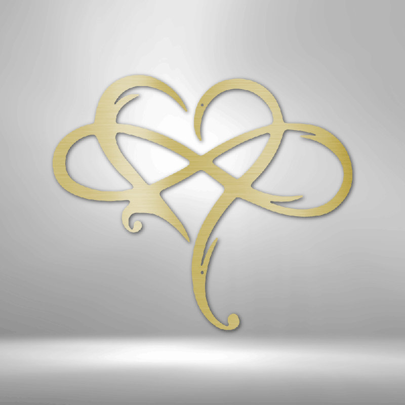 Signe en acier Infinity and Heart, Doré, H 34,25 po x l 35,5 po x P 0,5 po