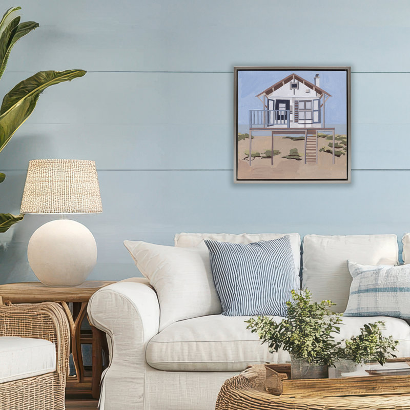 Cadre flottant Silent Shores Beach House, design par Melissa Wang, Cadre flottant gris lustré, H 18 po x l 18 po