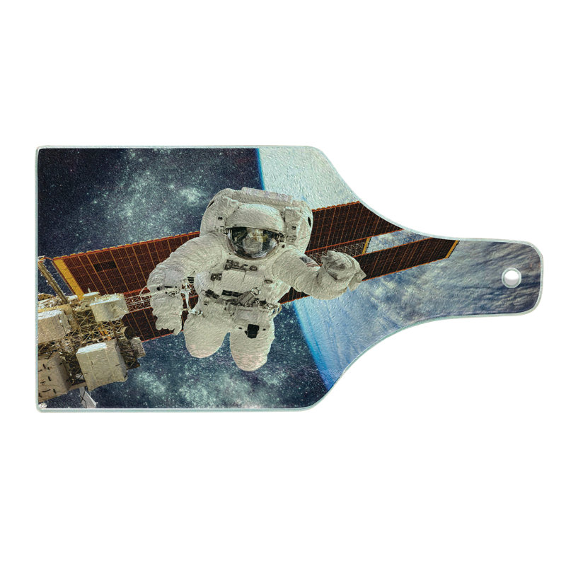 Ambesonne Outer Space Tempered Glass Cutting Board Gravity Astronaut Multicolor