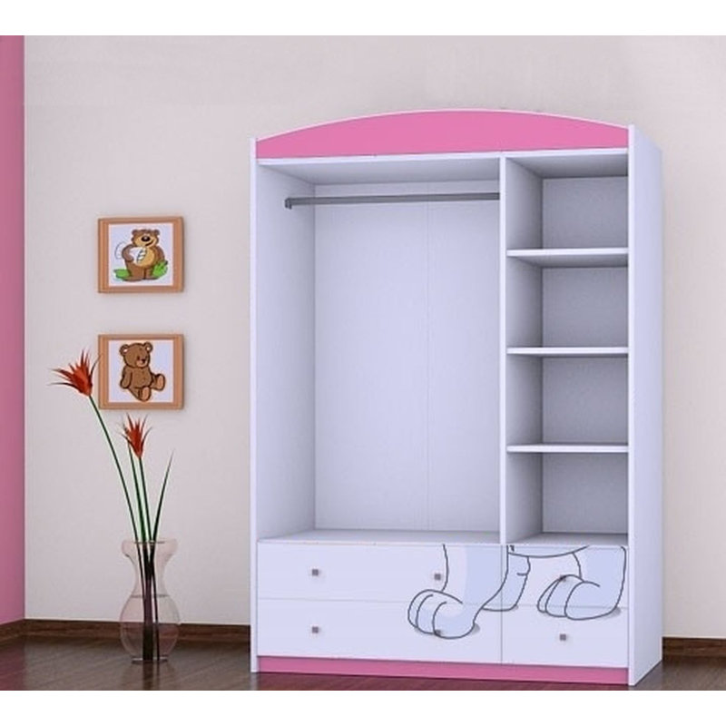 Wing 3 Door Wardrobe, Pink
