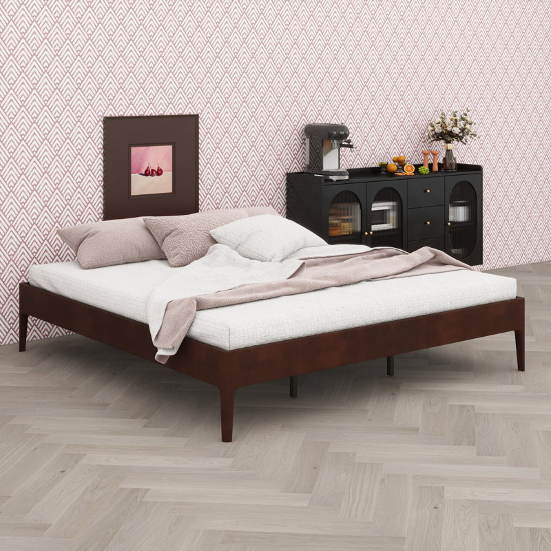 Sleek Design Sleeping Base with Integrated Sturdy Slat Structure, Chocolate
