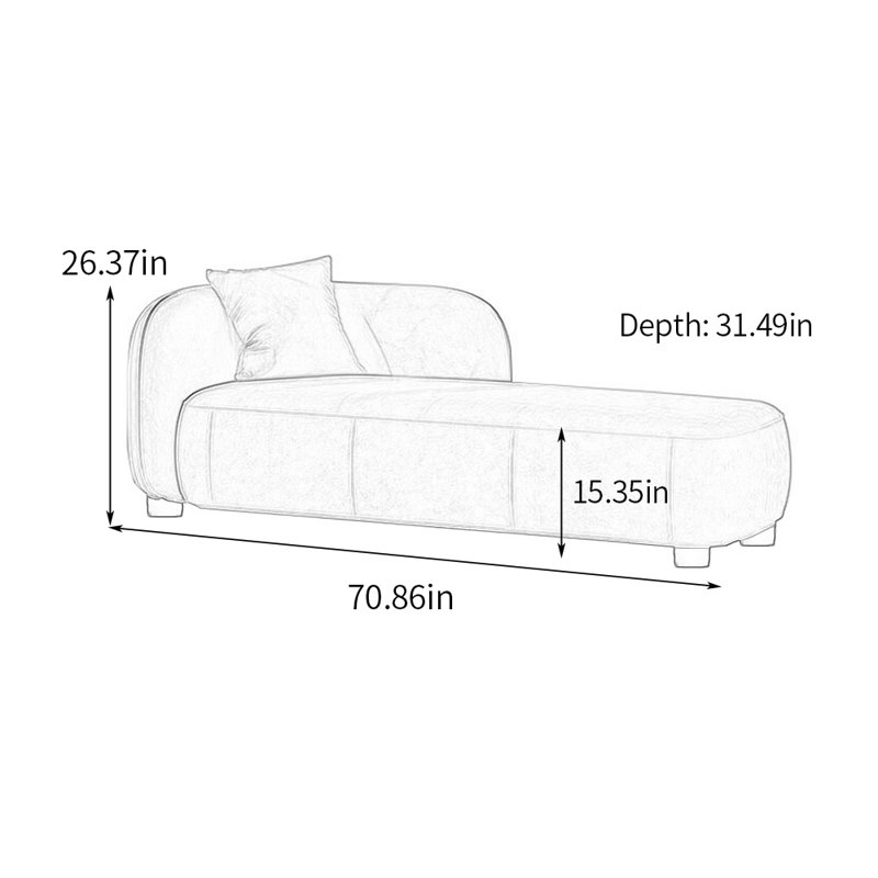 Chaise longue rembourrée Kurtlin, Accoudoir à gauche (vu de face), Café
