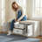Living Room Shoe Bench With Hidden Storage - 2 Cabinets, Removable Cushion, Retro Aluminum Handles-1341147255