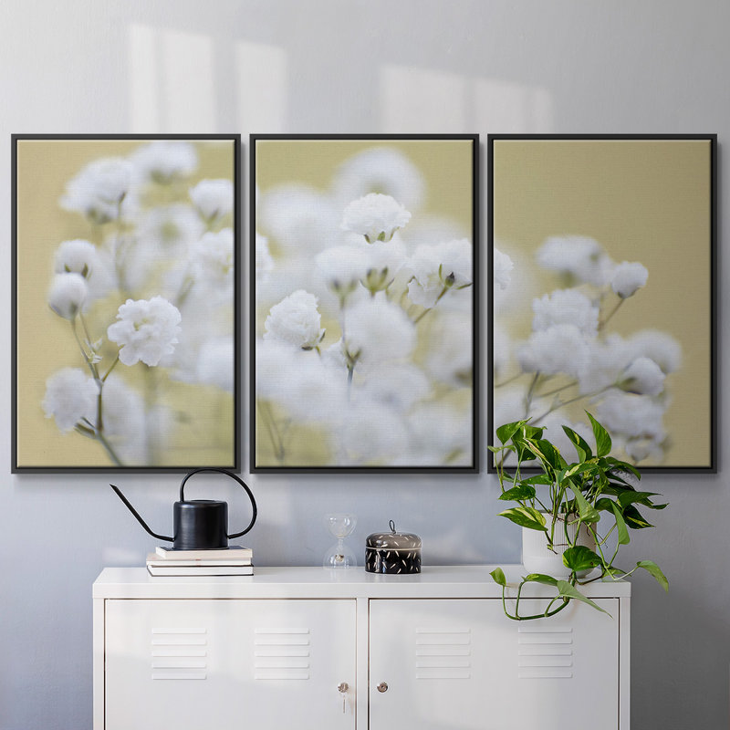 «Baby's Breath Study III», reproduction sur toile 3 pièces, Noir, H 24 po x l 48 po x P 2 po
