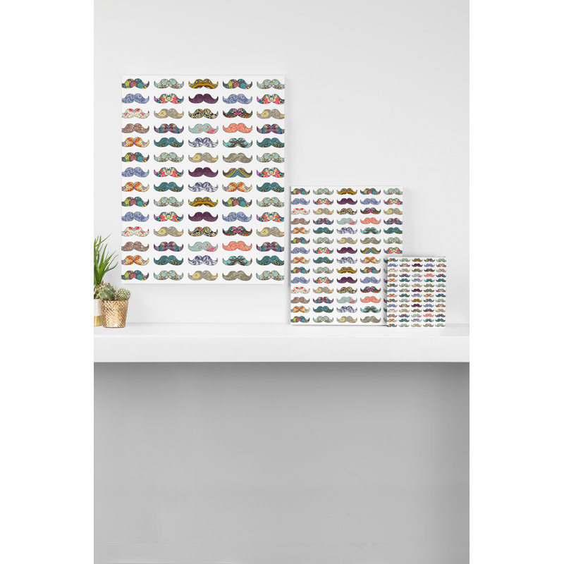 « mustache mania », impression sur toile tendue, reproduction d’art sur toile, H 10 po x l 8 po x P 1 po