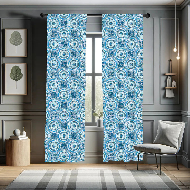 Geometric Semi-Sheer Rod Pocket Curtain Panels, 28" x 63"