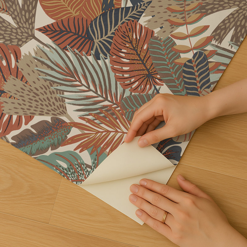 Papier peint adhésif Jungle, Crème