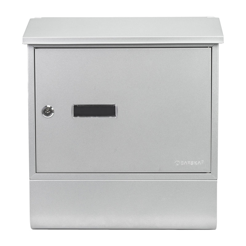 Silver Steel Wall Mount Lockable Mailbox with Key Lock