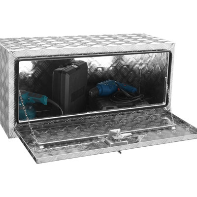 36"14"16" Heavy Duty Tool Box, Diamond Plate Aluminum, Lockable, Keeps Tools Dry Waterproof Truck Aluminum Alloy Construction, T - Handle Latch, Ideal For Organizing And Equipment