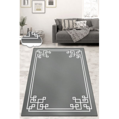 Premium Hall Carpet (2.6 x 6.6 ft), Antibacterial Grey, 100% Polyester | Pile Height: 0.2 in, Total Thickness: 0.4 in | Non-Slip Felt Dot Underside, Machine Washable, Perfect for Home & Office Use