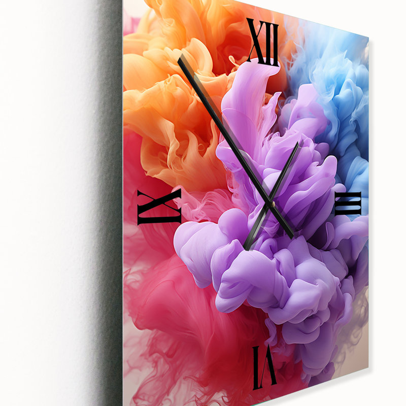 Horloge murale - Nombres d'encre mauve - formes abstraites, Petit