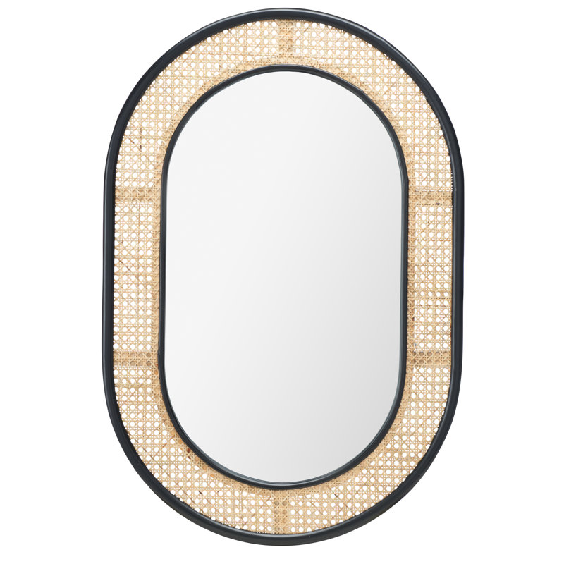Juni Metal Oval Wall Mirror, Black