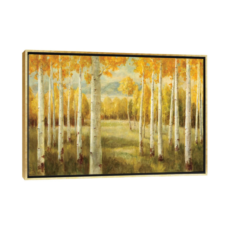 Aspens par Danhui Nai - reproduction d'art, H 40 po x l 60 po x 1,5 po, Toile encadrée d'or