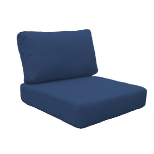 Singes 67 inch x 21 inch White and Blue Rectangle Seat Pad Outdoor Seating Cushion, Size: 67 x 21 x 3