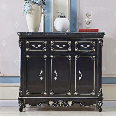 Black Marble+Solid + Manufactured Wood Shoe Storage Bench