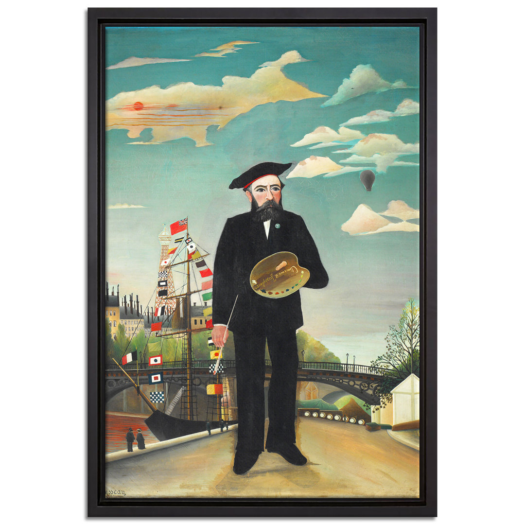 Gerahmter Kunstdruck Leinwandbild Selbstbildnis mit Palette von Henri Rousseau