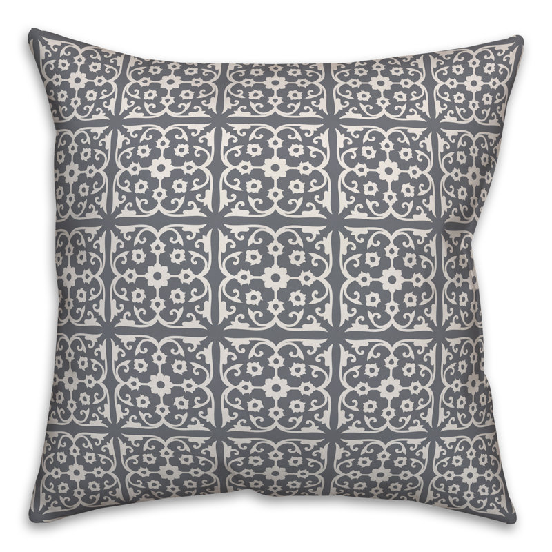 Geometric Pillow Cover, Gray, 16" x 16", No Fill