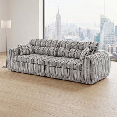 111-inch Chenille Straight-line Striped Sofa, Filled With High-density Foam, Requires No Assembly, Suitable For Living Rooms, Apartments, And Offices