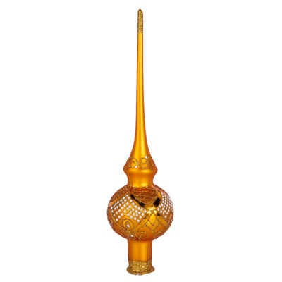Golden Ornament Glass Christmas Tree Topper