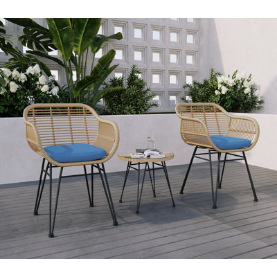 Buschi Round Wicker Rattan Patio Waterproof Seating Set with Cushions and Table