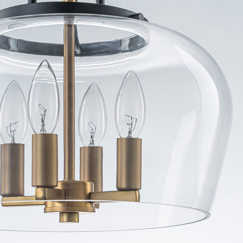Glass Flush Mount, Matte Black/Gold