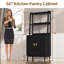 Armoires de garde-manger de 58 po avec tablettes pour micro-ondes, armoire de rangement de cuisine autoportante avec tablettes réglables, armoires de buffet pour la cuisine, la salle à manger, le salon, noir-877257810
