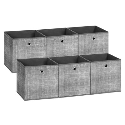 Storage Boxes, Set Of 6 Non-Woven Fabric Box With Handle, 30 X 30 X 30 Cm, Fit Cube Storage Unit, For Shelves, Foldable, Clothes Storage, Flecked Grey