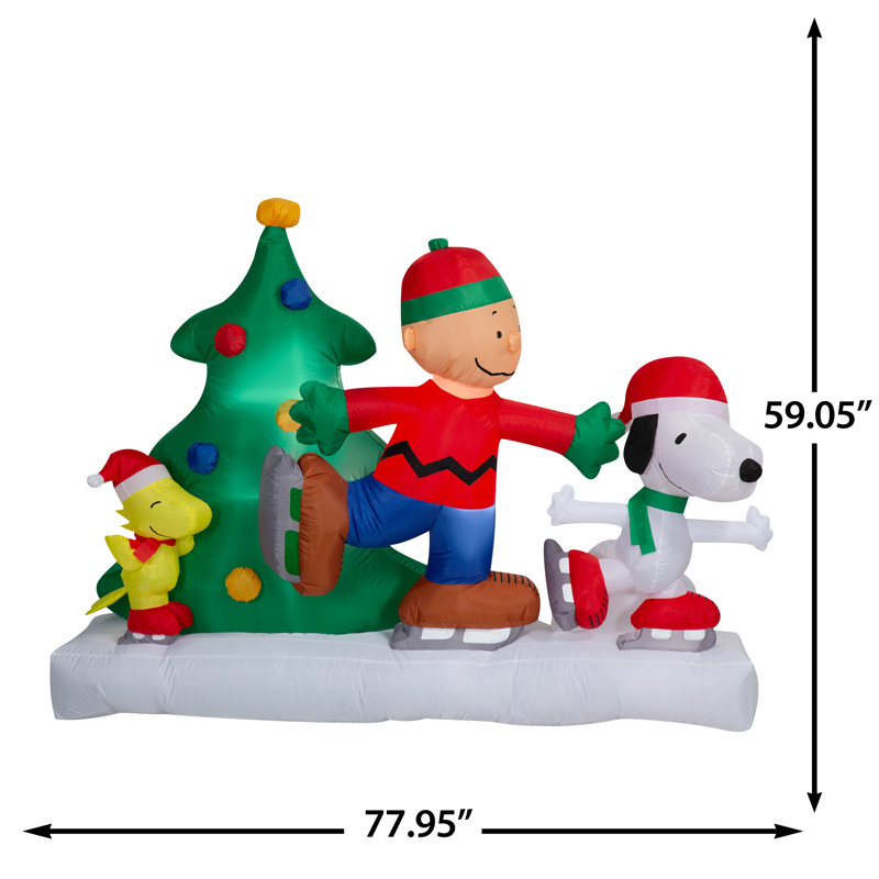 Airblown Christmas Light-Peanuts Skating Scene-LG Scene-Peanuts